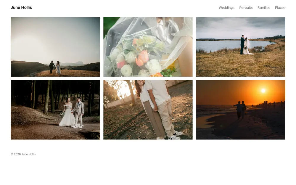 The Minimal theme: a white page with a grid of photographs